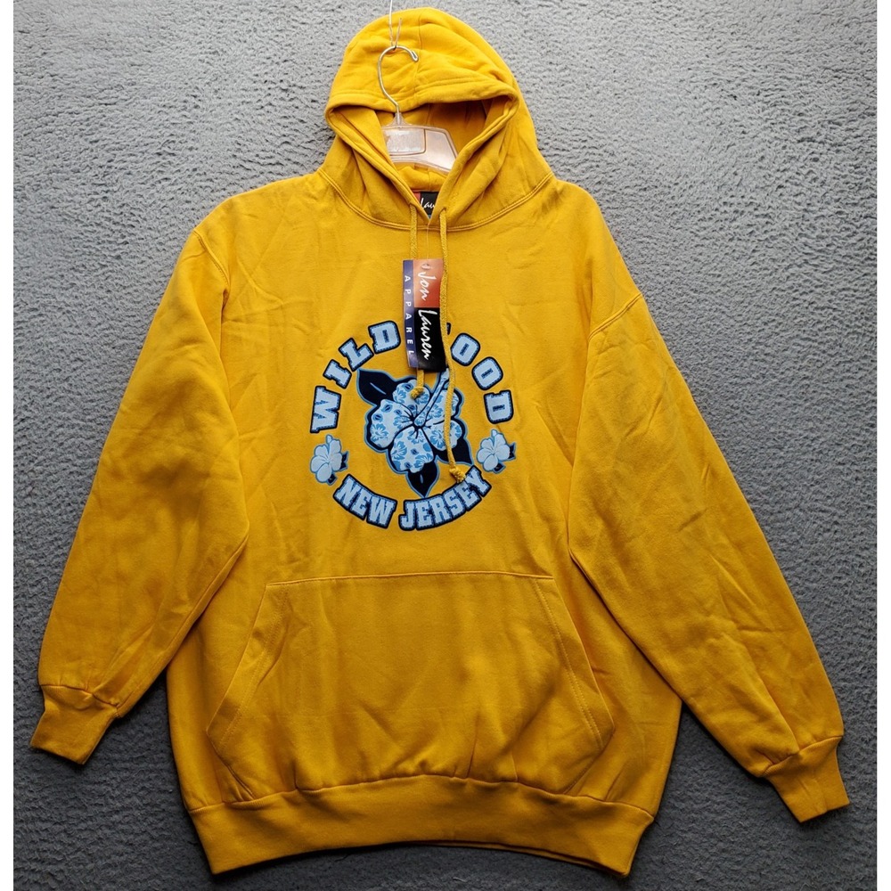 Jon Lauren Apparel Wildwood New Jersey Hoodie Womens Size XL Yellow Fleece Lined